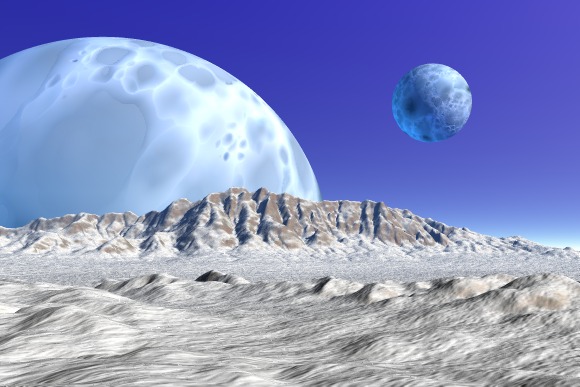 Představa malíře: I tak může vypadat pohled z doposud neznámé ledové planety